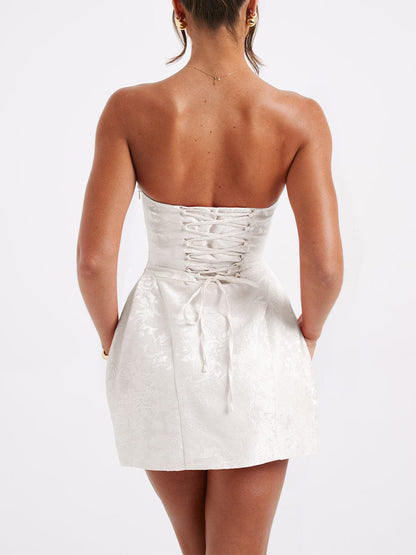 Elaine™ | Jacquard Strapless Mini Dress